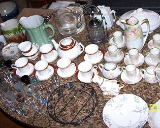 Chocolate set, tea set, pickle castor, show glass collection, etc...