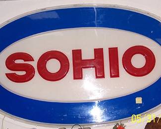Sohio gas station sign ( 1 of 3) Approx. 8 1/2 ft by 5 ft. Two are lighted.