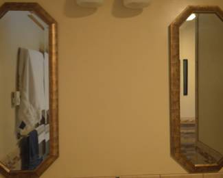 matching gold frame beveled mirrors