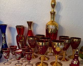 Beautiful collection of red Murano glass.