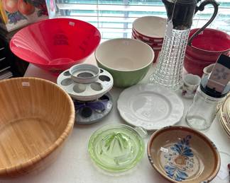 Vintage kitchenware, some green with uranium.