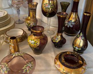Gorgeous amethyst and gold glassware