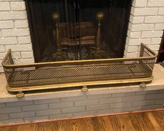 Antique brass fireplace fender