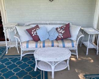 Wicker settee and table