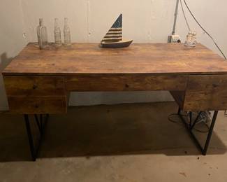 Heavy wood and iron desk
