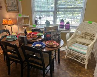 Kitchen table and wicker chair