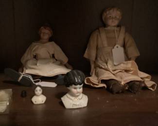 Vintage hand carved wood dolls