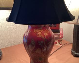 Hand painted leather lamp