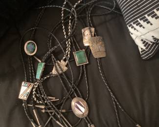 Native American bolos many are sterling silver