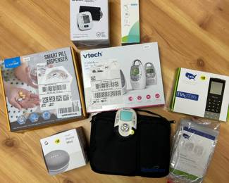 Smart Pill Dispenser/Google Home Mini/Vtech Digital Audio Monitor/OMRON Blood Pressure Monitor/Infrared Forehead Thermometer/Tens Units