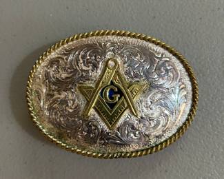 Western Rodeo Masonic Mason Symbol Belt Buckle