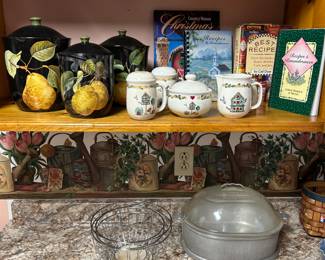 Vintage Glasstop Roaster/Canister Set/Cookbooks