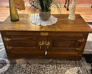 Ice Box Oak Table w/Brass Accents