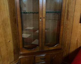 Solid Wood Gun Display Cabinet w/Storage Drawers