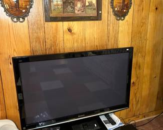 Panasonic 50" TV/LG BluRay DVD Player/TV Stand/Emerson VHS Player/Apex DVD Player