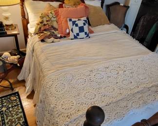Wood carved frame full side bed
