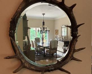 Round Antler Mirror