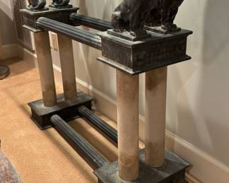 Black Lion Console Table - Glass Top