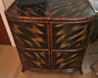 Maitland-Smith Faux Tortoise Bamboo Cabinet