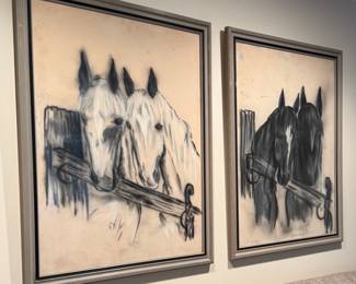 Original Pair of Horse Drawings