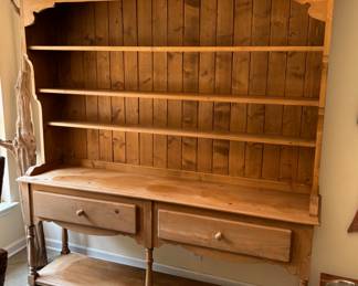 Lovely 2 Piece Pine Hutch