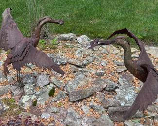 Pair of Sculptural Metal Herons