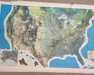 Vintage US Map - Molded Plastic