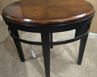 Wood and Metal Oval Accent Table