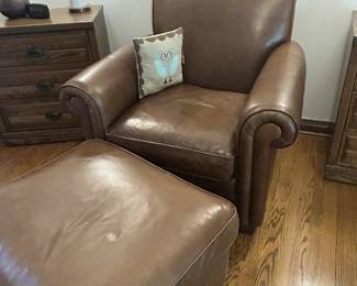 Bernhardt Leather Chair and Ottoman