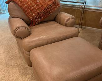 Flexsteel Leather Chair and Ottoman