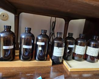 7 Guerlain EDT Dramming bottle from the 90’s: Liu, Petite Guerlain, Champs Elisee, Eau du Coq (sealed), L'heure bleue, Parure, Eau de Guerlain. Bottles are 450ml, in various levels of fill.