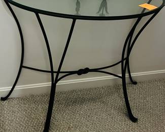 Wrought Iron Demi Lune Glass topped table