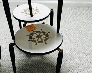 Mid Century Nautical Themed Stacking Tables