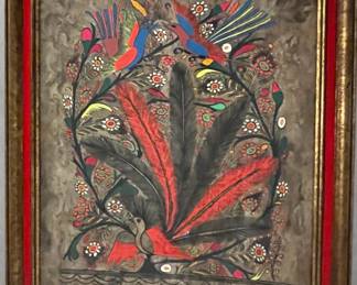Mid Century (1970) Mexican Bark Bird Painting
