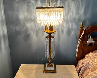 Pair of Romantic Gothic Crystal Prism 3 ~ Way Lamps