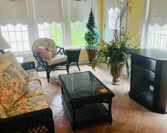 Drum table ~Topiaries & Entertainment center are also for sale