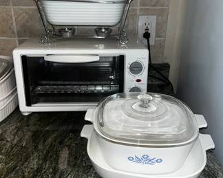 Electric Toaster Oven Chafing casserole & Corning ware