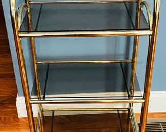 Brass & smoky glass small etagere`