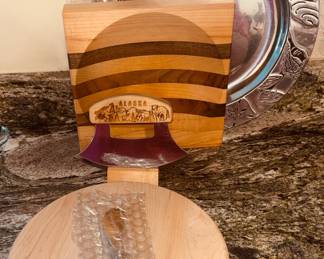 Cutter & convex wooden dish with Dansk Nautical Server