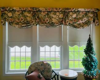 All window treatments are for sale ~ See other photos for measurements please . This is on a cornice board