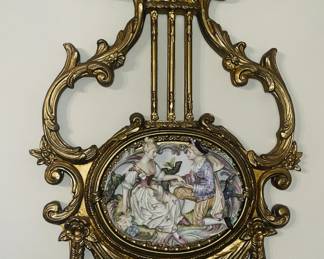 Young Lovers ~ Vintage ~ 1960s ~LARGE Victorian Syroco & porcelain Baroque Style plaques ~ 3 D