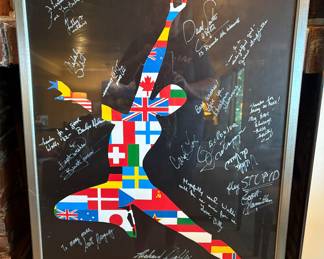 Poster signed at the 1982 Figure Skating Championships for Lee Ann Miller.  She received this framed lithograph as a cast member, participant. Signed by Scott Hamilton and other pro skaters.