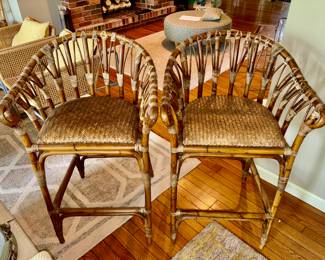 MCM Palm Beach Style Bamboo bar stools