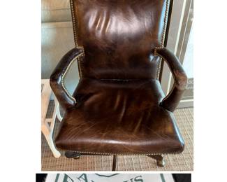 Arhaus Martello Imperial Regal Brown Nailhead Office Chair