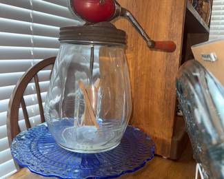 Primitive glass butter churn