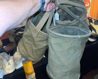 Three WWII collapsible buckets