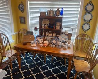 Dining table with six chairs and more blue and white plus primitives