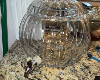 Glass pumpkin beverage dispenser