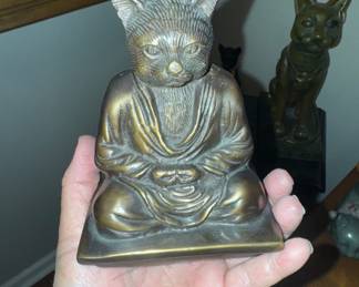 Solid bronze kitty Buddha