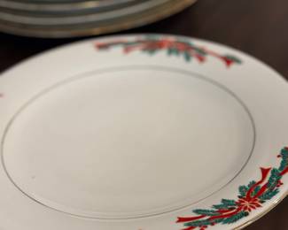 Poinsettia and ribbons Christmas China. Many place settings!
